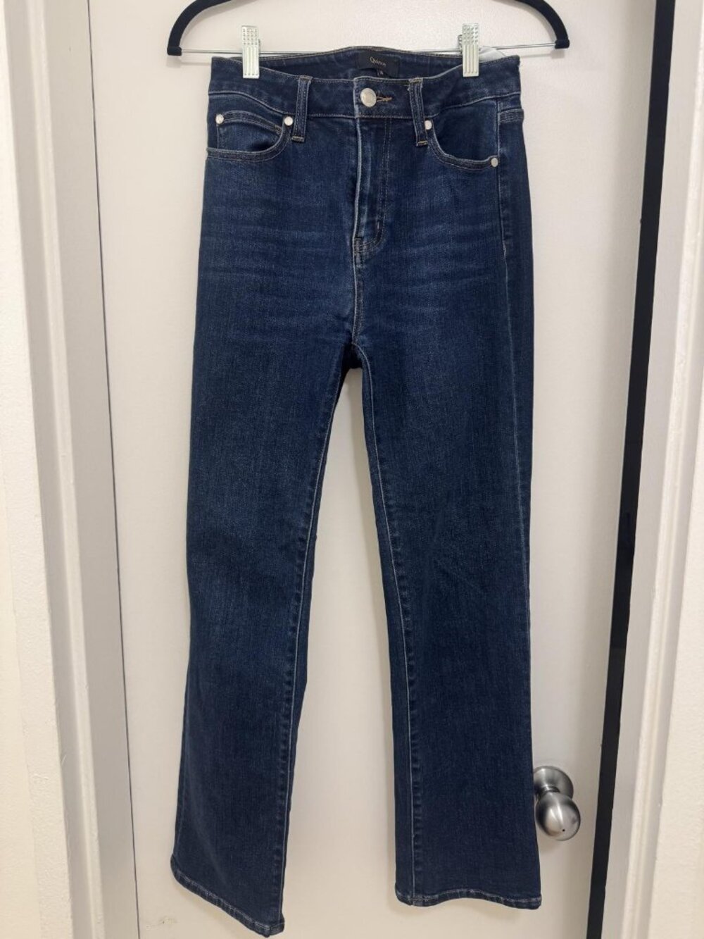 Quince Stretch High Rise Straight Jeans Dark Wash Size 26